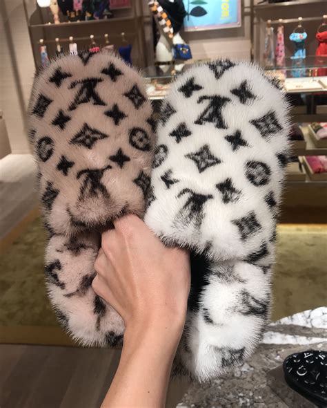 louis vuitton mink slippers